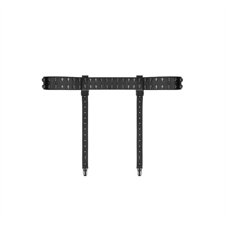 Ouch! Skulls and Bones Garter Belt with Skulls - OU303BLK - Teknashop Ltd