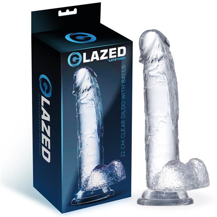 Realistic Dildo with Testicles Crystal Material 22 cm - GL-965 - Teknashop Ltd