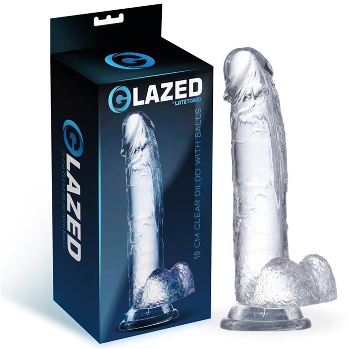 Realistic Dildo with Testicles Crystal Material 18 cm - GL-967 - Teknashop Ltd