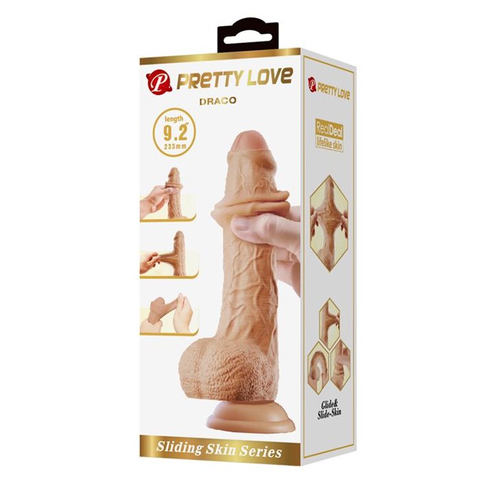 Sliding Skin Realistic Dildo with Testicles 23.3 cm - BW-008116LP - Teknashop Ltd