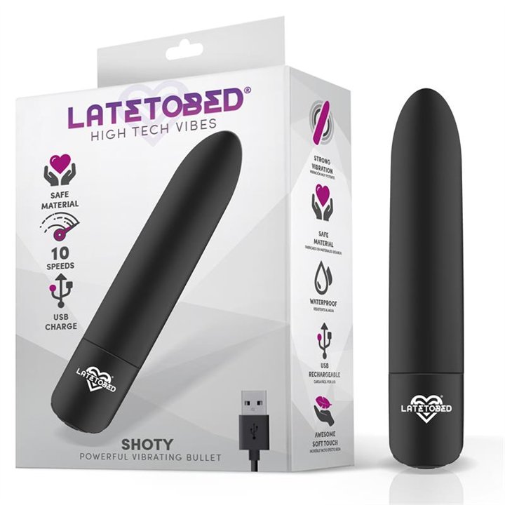 Shoty Vibrating Bullet USB 10 Speeds Powerful Motor Black - LT-685 - Teknashop Ltd