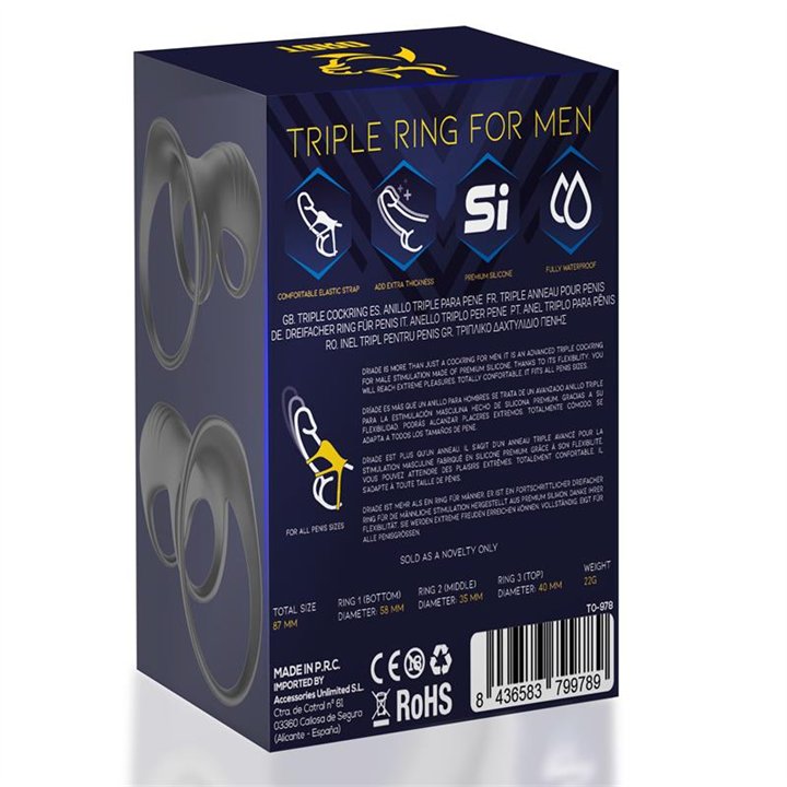 Driade Triple Ring for Men Silicone - TO-978 - Teknashop Ltd