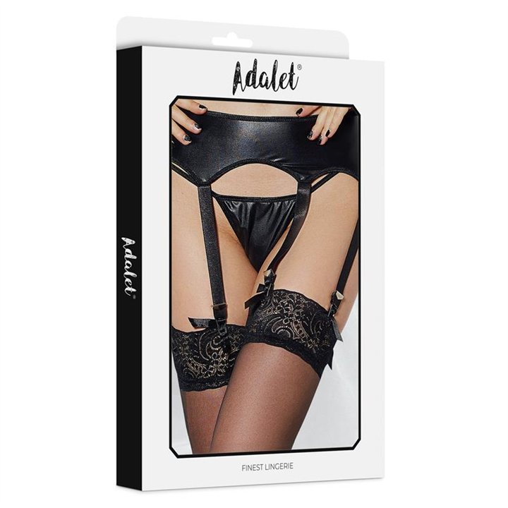 Tina 3 Strips garter and Thong Set - A-441 - Teknashop Ltd
