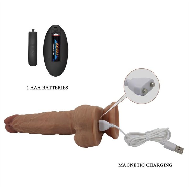 Jonathan Dildo with Vibration and Thrusting with Remote Control - BW-008111W - Teknashop Ltd