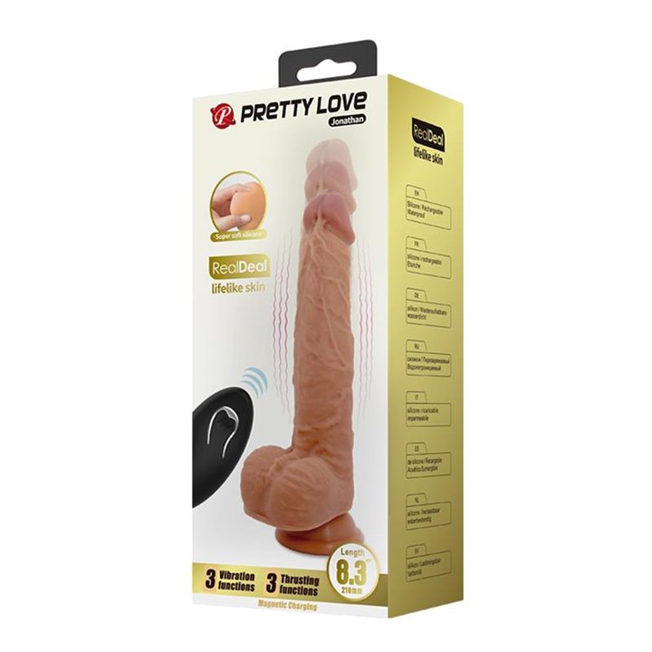 Jonathan Dildo with Vibration and Thrusting with Remote Control - BW-008111W - Teknashop Ltd