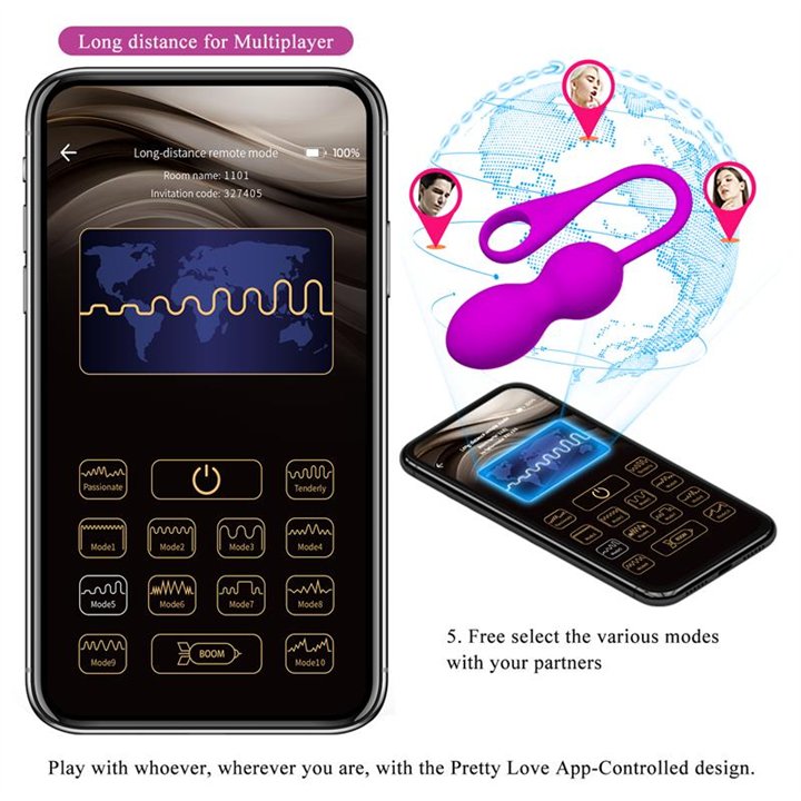 Elvira Vibrating Kegel Balls with APP - BI-210212HP - Teknashop Ltd