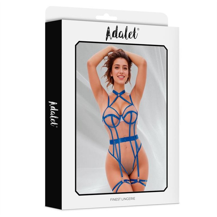 Killye Mesh Teddy with Strasps and Leg Rings Blue - A-363 - Teknashop Ltd