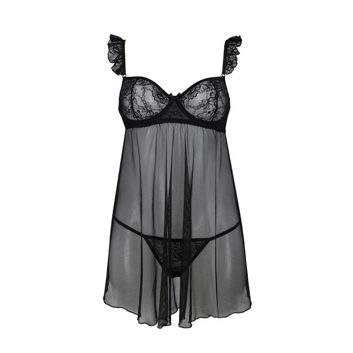Milagros Chemise and Thong Black - 5901721608535 - Teknashop Ltd
