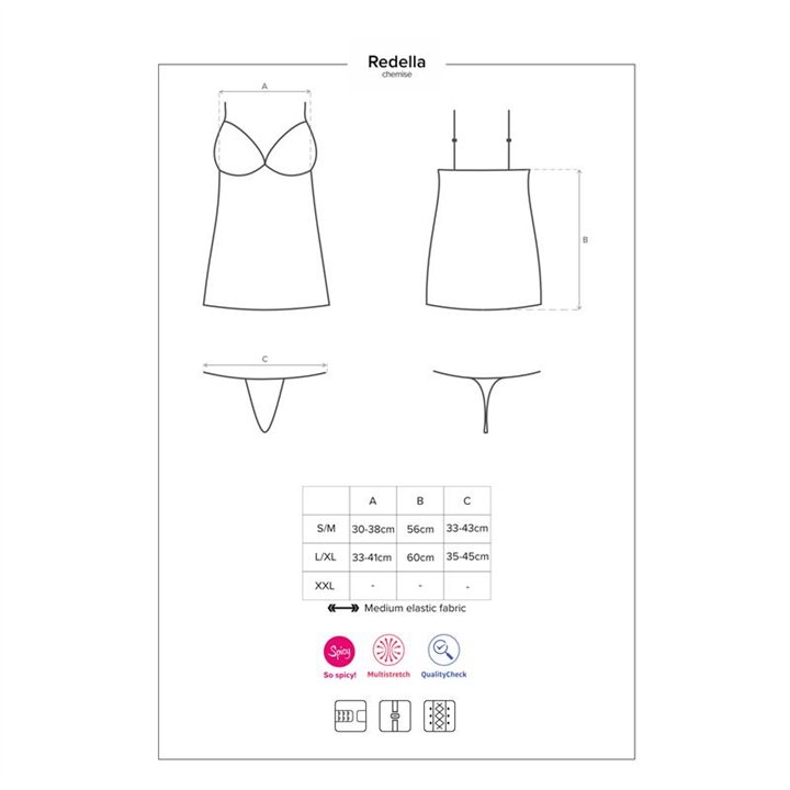 Redella Chemise and Thong Black - 5901688223260 - Teknashop Ltd