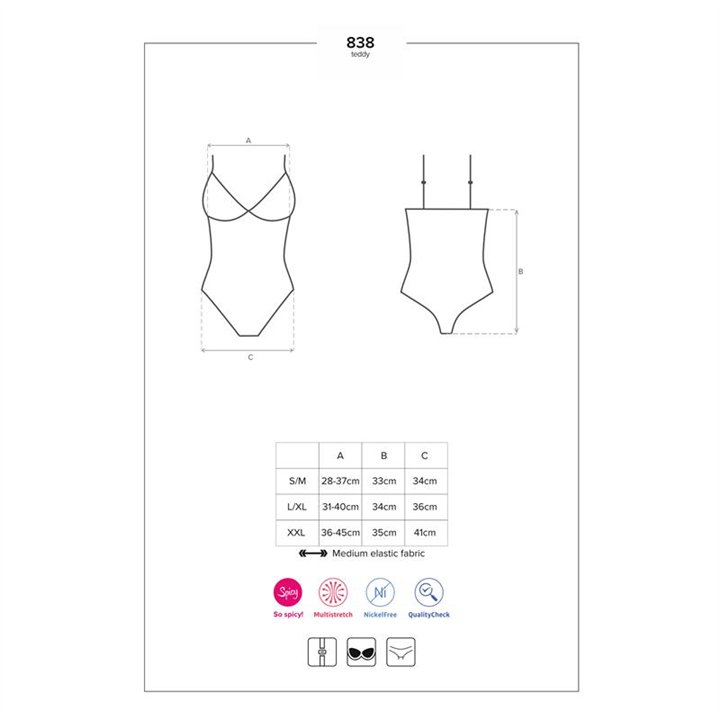 838-TED-1 Bodysuit with Open Crotch Black - 5901688222423 - Teknashop Ltd