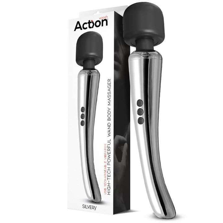 Silvery High-Tech Wand Super Powerful Wireless USB Chrome Silicone - AC-173 - Teknashop Ltd