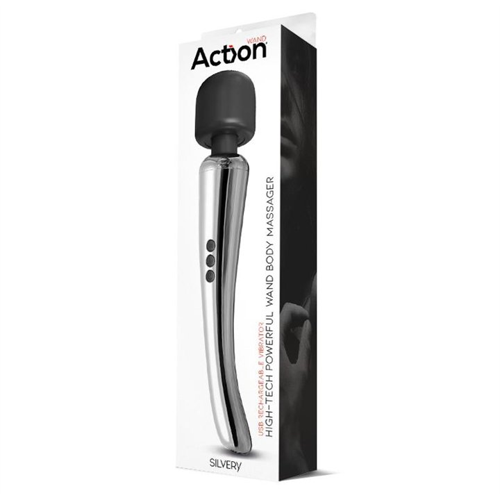 Silvery High-Tech Wand Super Powerful Wireless USB Chrome Silicone - AC-173 - Teknashop Ltd