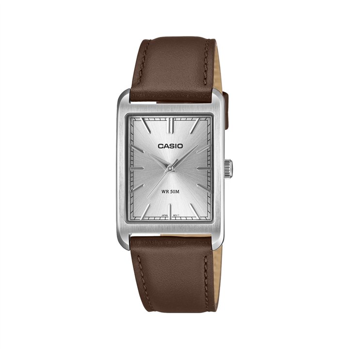 CASIO COLLECTION Mod. TANK - LEATHER, ARGENTEE - WW.MTP-B215L-7AVER - Teknashop Ltd
