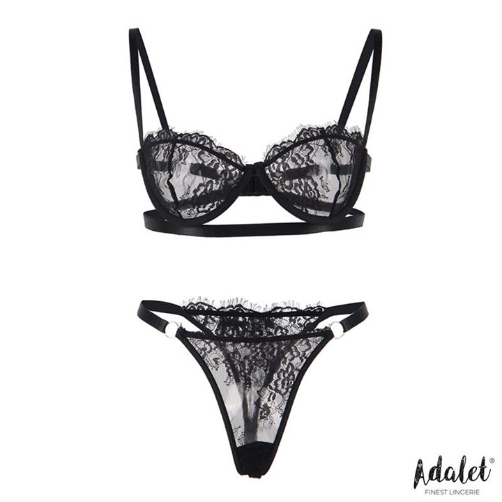 Mia Thong and Bra Set Black - A-303 - Teknashop Ltd