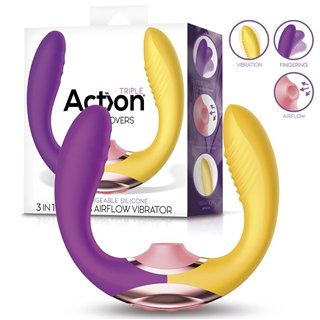 Two Lovers 3 in 1 Finger and Airflow Vibrator - AC-799 - Teknashop Ltd