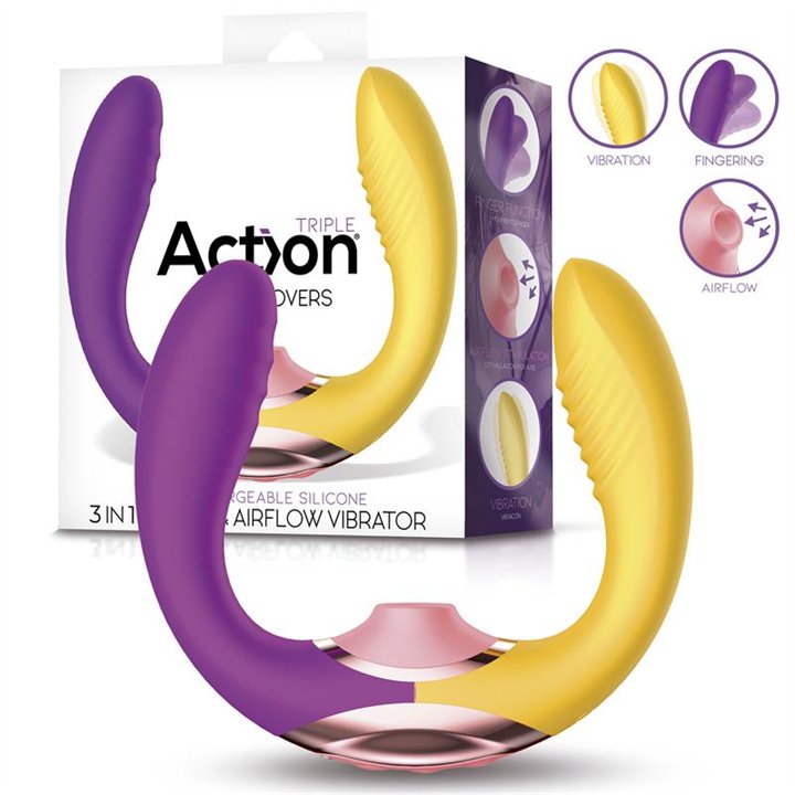 Two Lovers 3 in 1 Finger and Airflow Vibrator - AC-799 - Teknashop Ltd