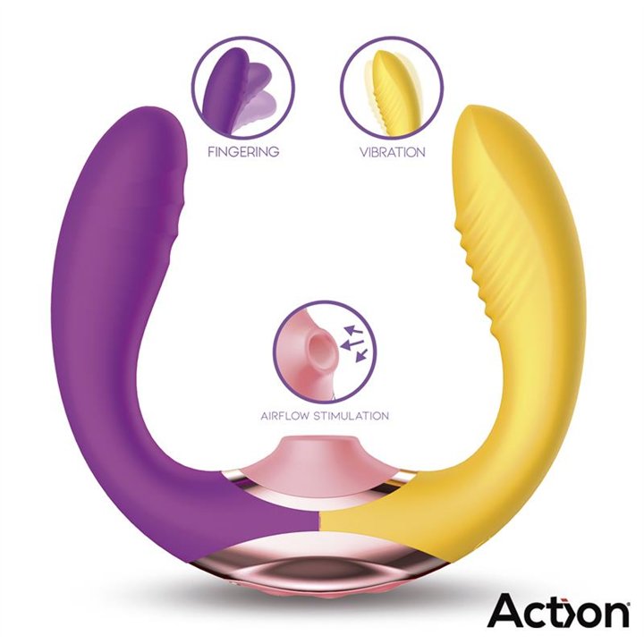 Two Lovers 3 in 1 Finger and Airflow Vibrator - AC-799 - Teknashop Ltd