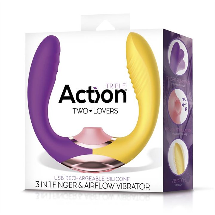 Two Lovers 3 in 1 Finger and Airflow Vibrator - AC-799 - Teknashop Ltd