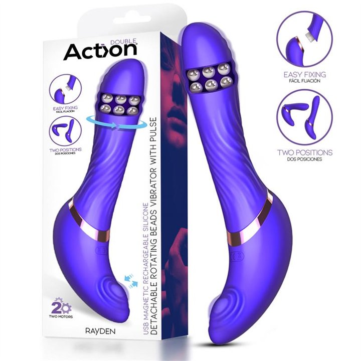 Rayden Detachable Rotating Beads Vibrator with Pulsation Two Positions - AC-190 - Teknashop Ltd