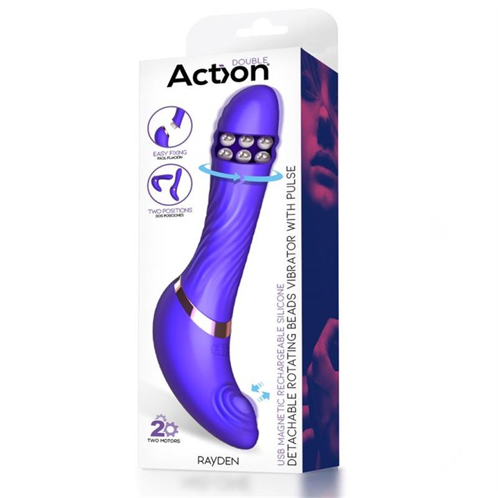 Rayden Detachable Rotating Beads Vibrator with Pulsation Two Positions - AC-190 - Teknashop Ltd