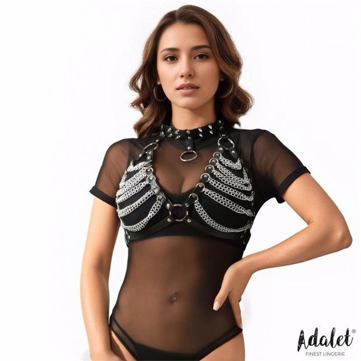 Zaira Vegan Leather Bra with Chain One size - A-041 - Teknashop Ltd