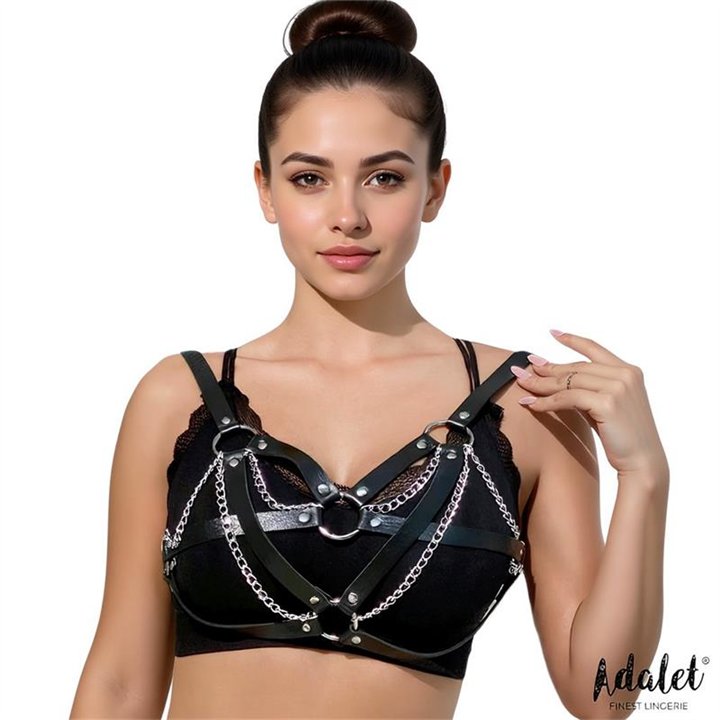 Karina Vegan Leather Harness Top with Chain One size - A-029 - Teknashop Ltd