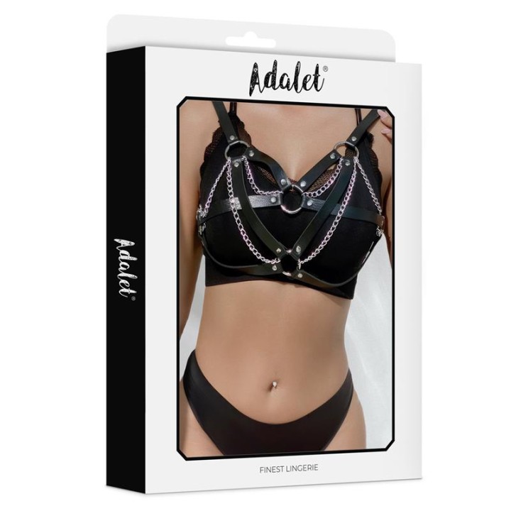 Karina Vegan Leather Harness Top with Chain One size - A-029 - Teknashop Ltd