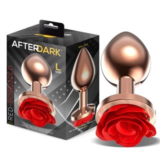 Rose Gold Anal Plugh with Red Rose Base size L - AD-875 - Teknashop Ltd