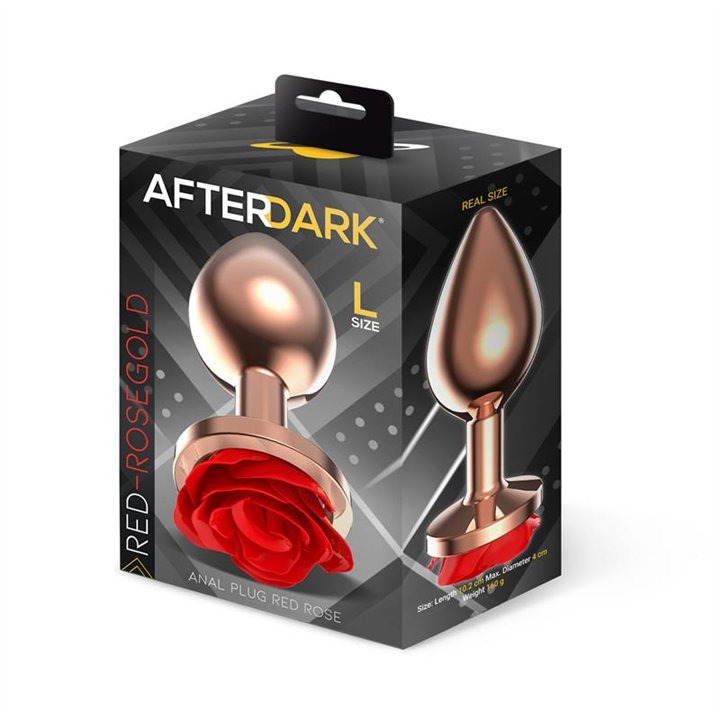Rose Gold Anal Plugh with Red Rose Base size L - AD-875 - Teknashop Ltd