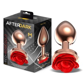 Rose Gold Anal Plug with Red Rose Base Size M - AD-874 - Teknashop Ltd