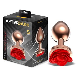 Rose Gold Anal Plug with Red Rose Base Size S - AD-873 - Teknashop Ltd