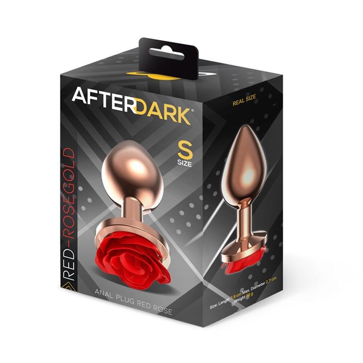 Rose Gold Anal Plug with Red Rose Base Size S - AD-873 - Teknashop Ltd