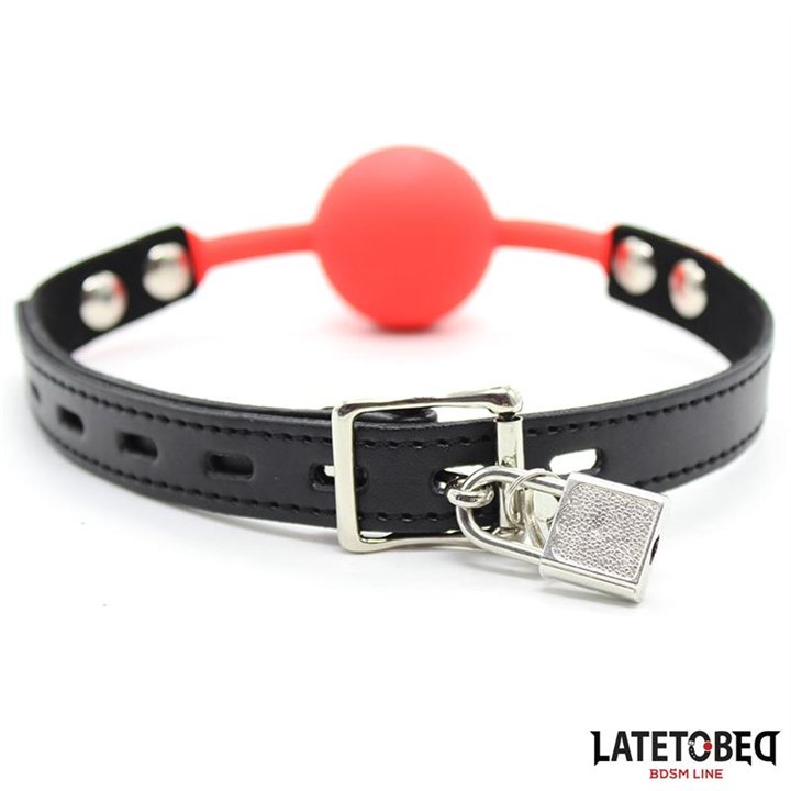 Silicone Ball Gag with Padlock Red - 8436615007363 - Teknashop Ltd