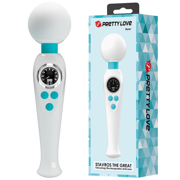 Skyler Massager Wand with Digital Screen White - BW-055016LED-3 - Teknashop Ltd