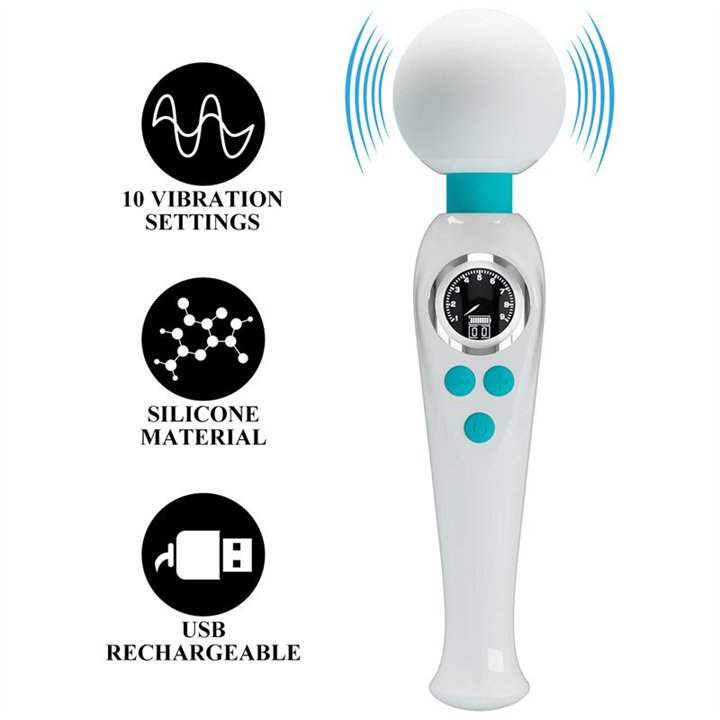 Skyler Massager Wand with Digital Screen White - BW-055016LED-3 - Teknashop Ltd