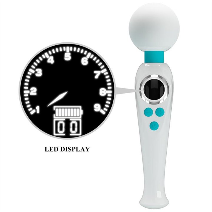 Skyler Massager Wand with Digital Screen White - BW-055016LED-3 - Teknashop Ltd