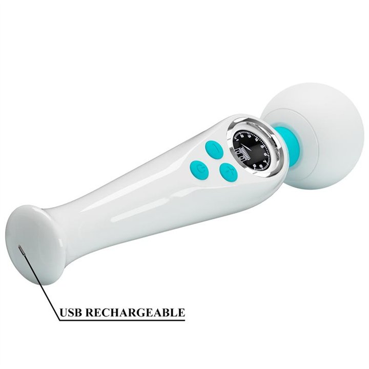 Skyler Massager Wand with Digital Screen White - BW-055016LED-3 - Teknashop Ltd
