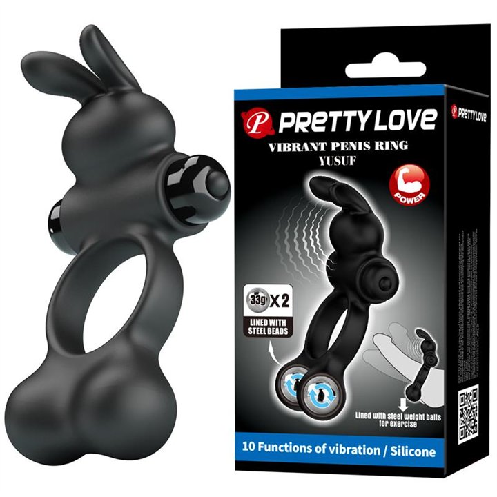 Yusuf Vibrating Penis Ring with Steel Beads 2x33gr - BI-210346 - Teknashop Ltd