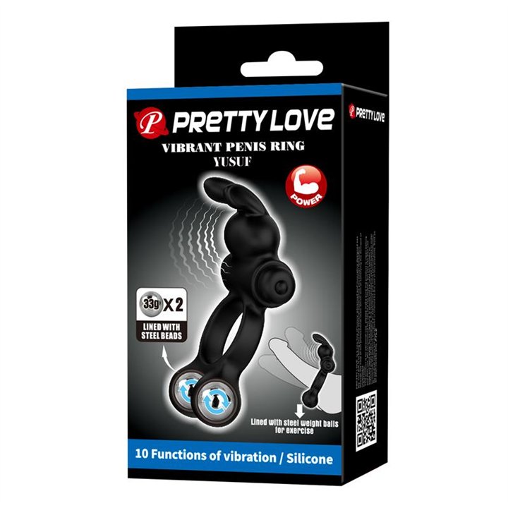 Yusuf Vibrating Penis Ring with Steel Beads 2x33gr - BI-210346 - Teknashop Ltd