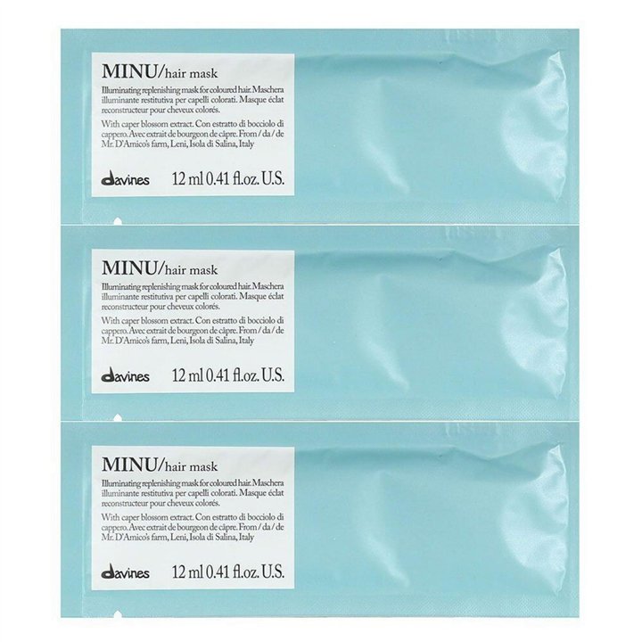 Set, Davines, Minu, Hair Treatment Cream Mask, Illuminating, 12 pcs, 12 ml - Teknashop Ltd