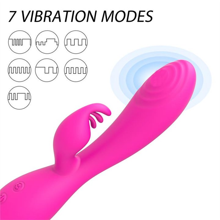 Magic Stick Rabbit Vibe with Pulsation Fuchsia - CS-A008-5 - Teknashop Ltd