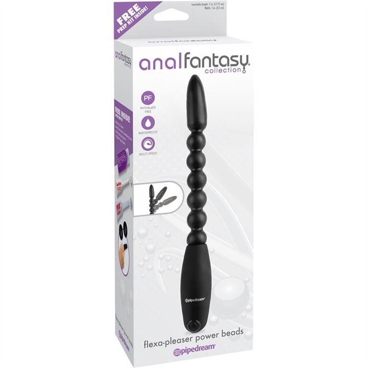 Anal Balls with Vibration Flexa Pleaser Black - PD-4654-23 - Teknashop Ltd