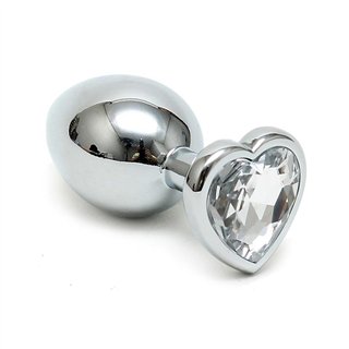 Butt Plug Plated Steel Crystal Heart Transparent - R8094 - Teknashop Ltd