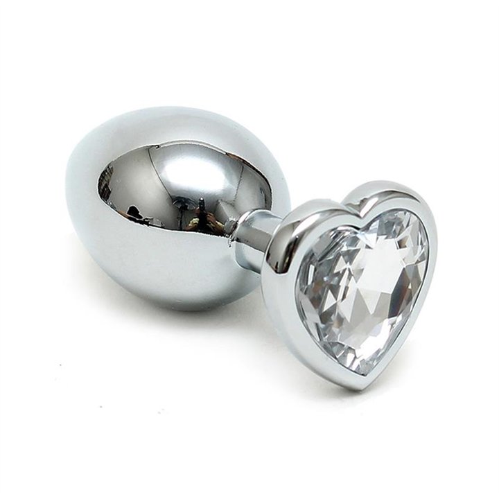 Butt Plug Plated Steel Crystal Heart Transparent - R8094 - Teknashop Ltd