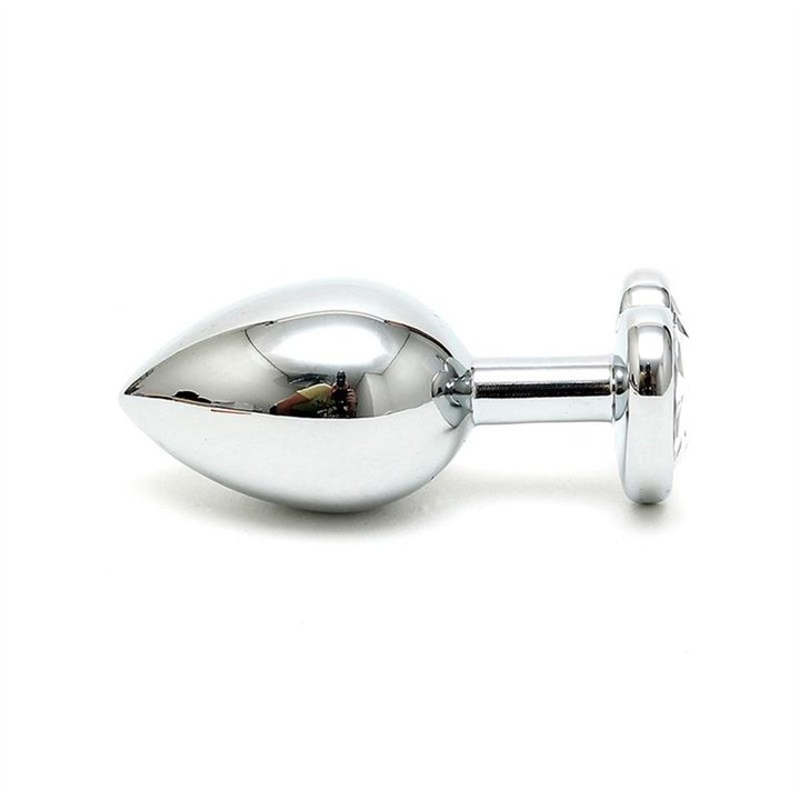 Butt Plug Plated Steel Crystal Heart Transparent - R8094 - Teknashop Ltd