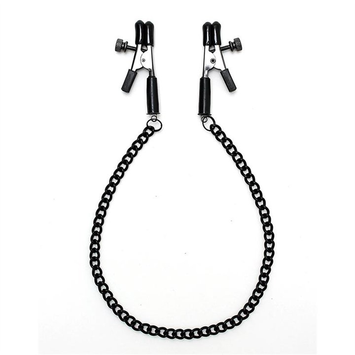 Adjustable nipple clamps with black chain - R8166 - Teknashop Ltd