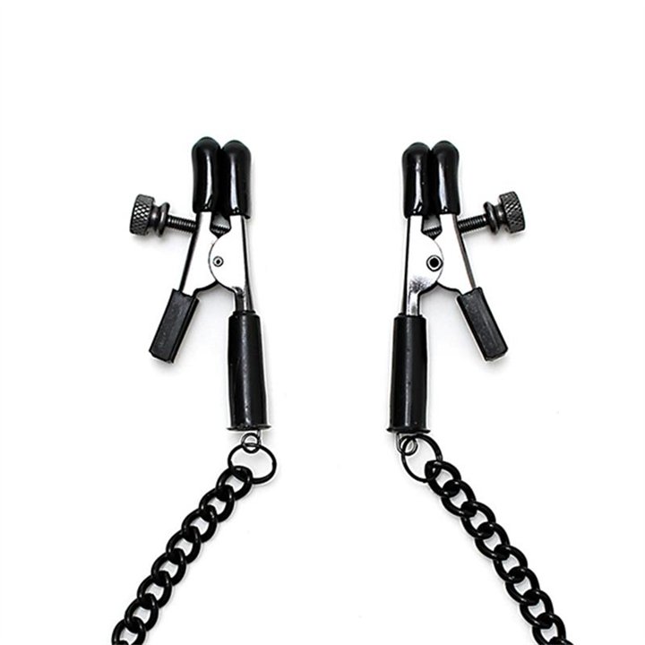 Adjustable nipple clamps with black chain - R8166 - Teknashop Ltd