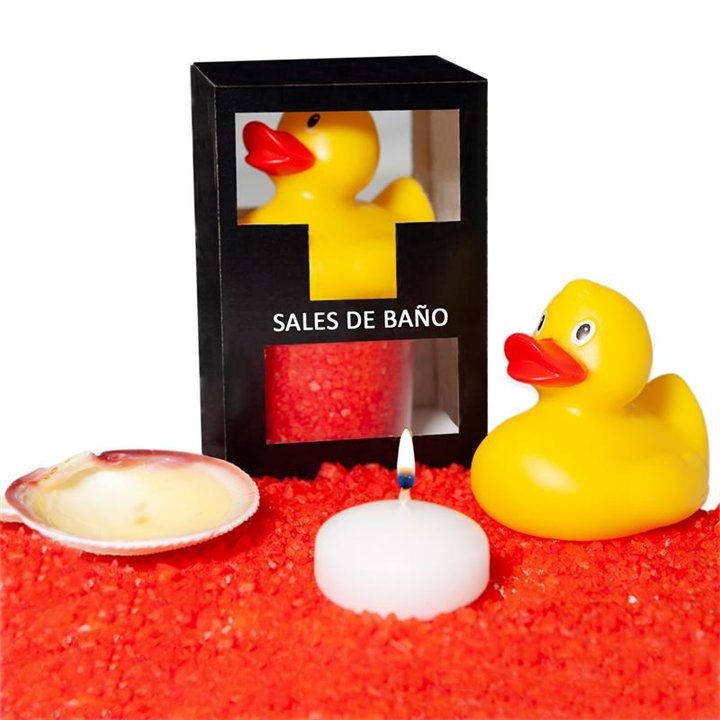 Set Bath Salts Aroma Red Fruits, Duck, Candle and Shell 150 gr - 8412345049729 - Teknashop Ltd