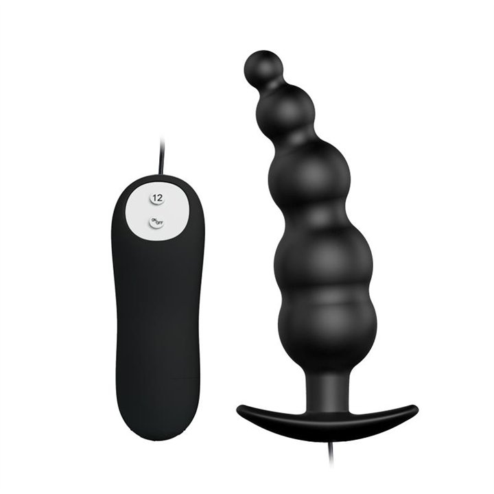 Anal Plug Bubbles Vibrator Black withRemote Control - BI-040039 - Teknashop Ltd