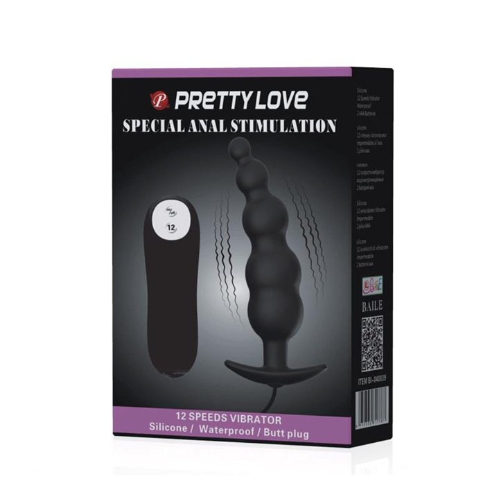 Anal Plug Bubbles Vibrator Black withRemote Control - BI-040039 - Teknashop Ltd